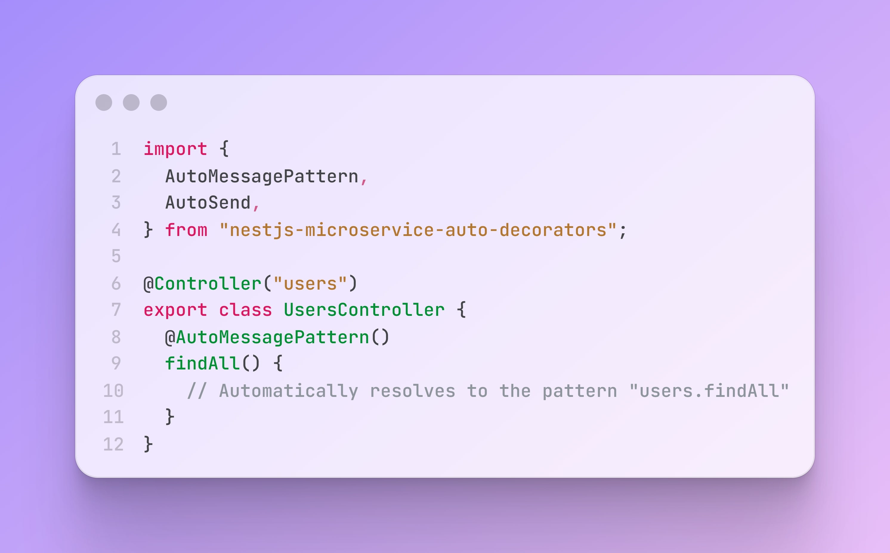 NestJS Microservice Auto Decorators